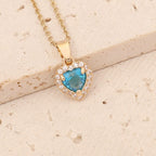 Ruby Heart Halo Pendant Necklace