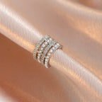 Wholesale Copper Pearls Multilayer Ear Clip Single Earrings for Women with Geometric Design and Pearl Setting