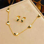 Wholesale Fashion Jewelry Stainless Steel Heart Pendant Earrings Necklaces and Bracelets Set with Love Water Drops Bells Pattern Electroplated