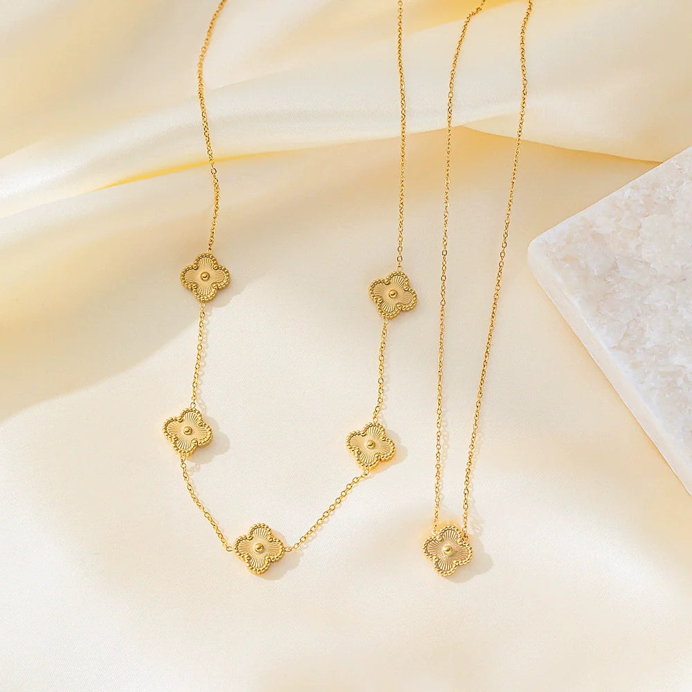 Gold Clover Matching Necklace