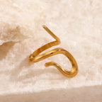 Wholesale Hip-Hop Retro Irregular Stainless Steel Plating 18K Gold Plated Open Rings