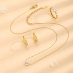 Wholesale Jewelry Basic Simple Style Classic Style round Solid Color 304 Stainless Steel Rhinestones 18K Gold Plated Inlay Jewelry Set