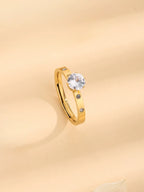 Wholesale Jewelry Basic Simple Style Classic Style round Solid Color 304 Stainless Steel Rhinestones 18K Gold Plated Inlay Jewelry Set