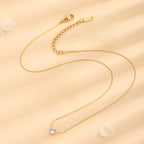 Wholesale Jewelry Basic Simple Style Classic Style round Solid Color 304 Stainless Steel Rhinestones 18K Gold Plated Inlay Jewelry Set