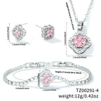 Pink Blossom Clover Jewelry Set