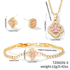 Pink Blossom Clover Jewelry Set