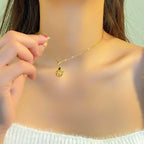 Wholesale Light Luxury Star Pattern Hollow Small Planet Pendant Electroplated Titanium Steel and Copper Ochain Necklace for Women