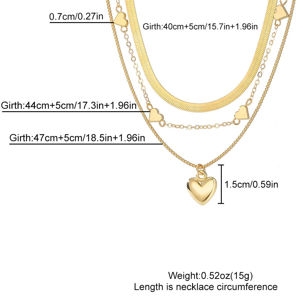 Golden Heart Layers Necklace