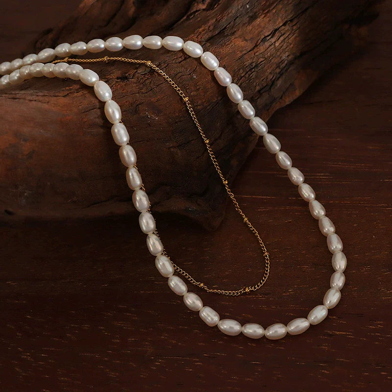 Pearl & Gold Double Layer Necklace
