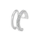 Wholesale Simple Lines Diamond Double C and Double U Shaped Ear Clips for Women and Unisex Made of Alloy with Rhinestone Design