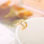 Wholesale Simple Lines Diamond Double C and Double U Shaped Ear Clips for Women and Unisex Made of Alloy with Rhinestone Design