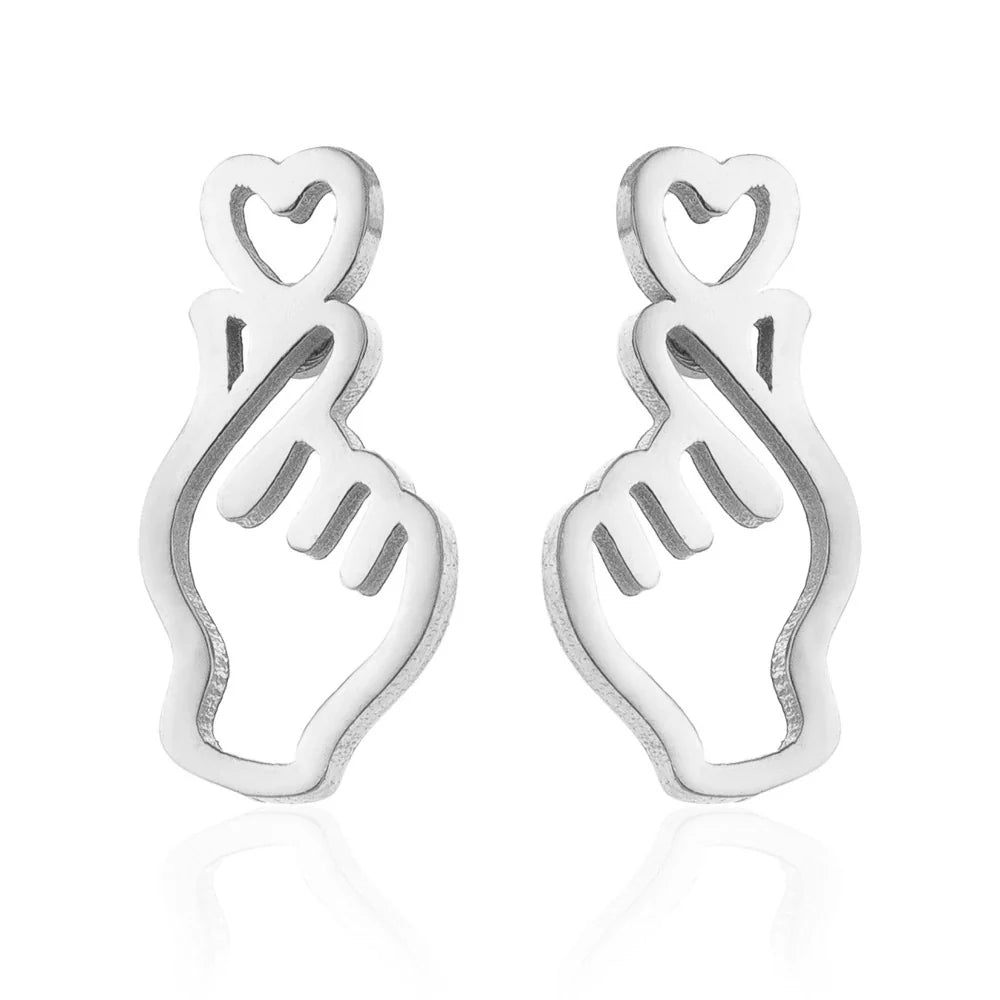 Wholesale Stud Earrings Stainless Steel Hollow Heart Shape Electroplated for Women