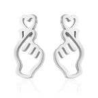 Wholesale Stud Earrings Stainless Steel Hollow Heart Shape Electroplated for Women