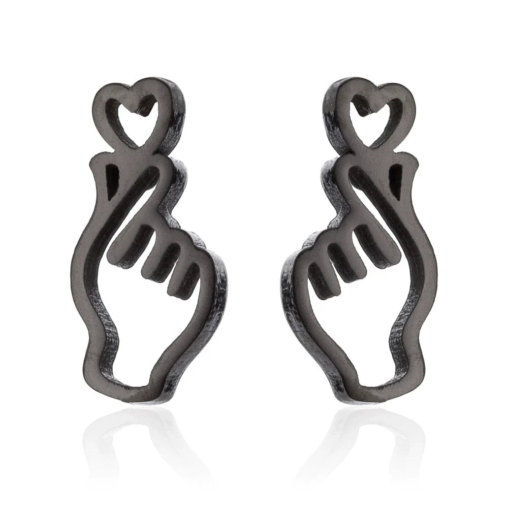 Wholesale Stud Earrings Stainless Steel Hollow Heart Shape Electroplated for Women