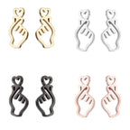 Wholesale Stud Earrings Stainless Steel Hollow Heart Shape Electroplated for Women