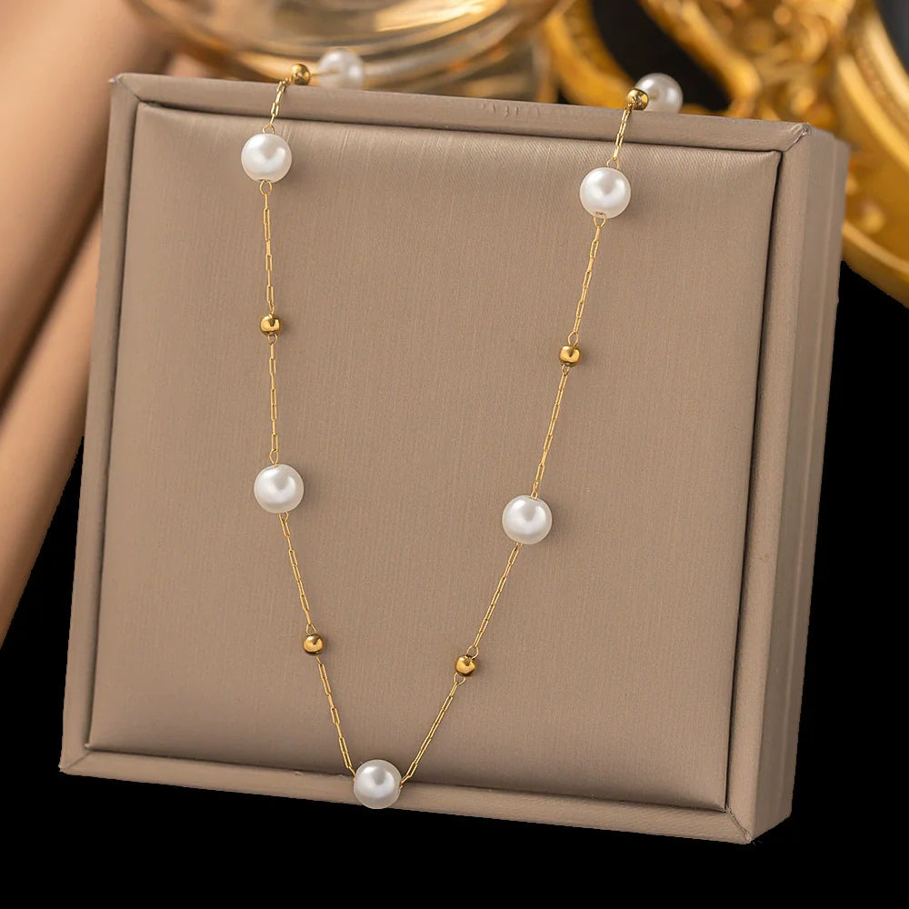 Luxury Minimalist Pearl Bead Necklace