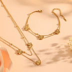 Wholesale Titanium Steel Bead Jewelry with Butterfly Bead Double Sided Engraved Pendant Set Heart Water Drop Bell Pattern for Women