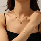 Wholesale Titanium Steel Bead Jewelry with Butterfly Bead Double Sided Engraved Pendant Set Heart Water Drop Bell Pattern for Women