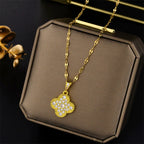 Golden Diamond Clover Necklace