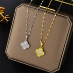 Golden Diamond Clover Necklace