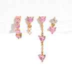 Wholesale Women'S Copper Inlaid Zircon Heart and Flower Style Earrings