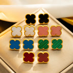 Wholesale Women'S Minimalist Geometric Fourleaf Clover Titanium Steel Earrings with Vacuum Furnace Electroplating