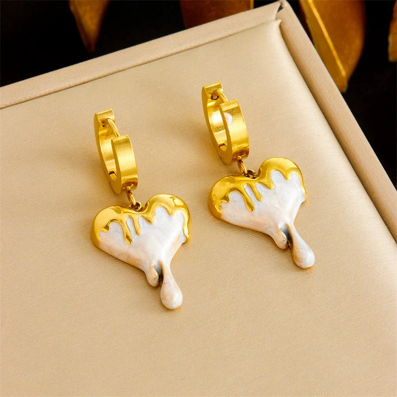 Wholesale Women'S Minimalist Love Water Drops Bells Pattern Titanium Steel Jewelry Set with Electroplating and Snake Bone Chain