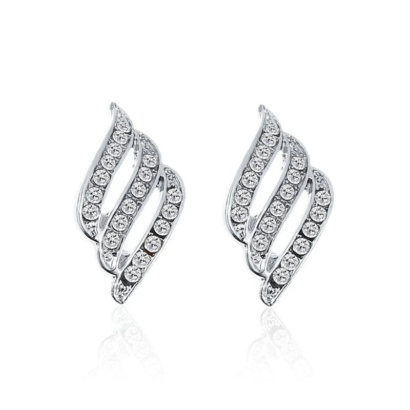 Silver Wave Crystal Studs