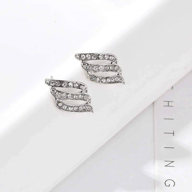 Silver Wave Crystal Studs