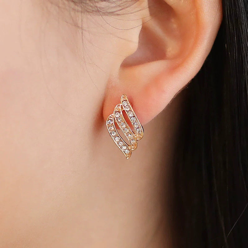 Silver Wave Crystal Studs