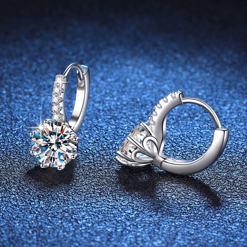 Wholesale Women'S Simple Elegant S925 Sterling Silver Moissanite Earrings with Geometric Design and Electroplating