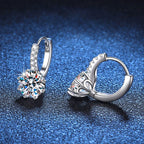 Wholesale Women'S Simple Elegant S925 Sterling Silver Moissanite Earrings with Geometric Design and Electroplating