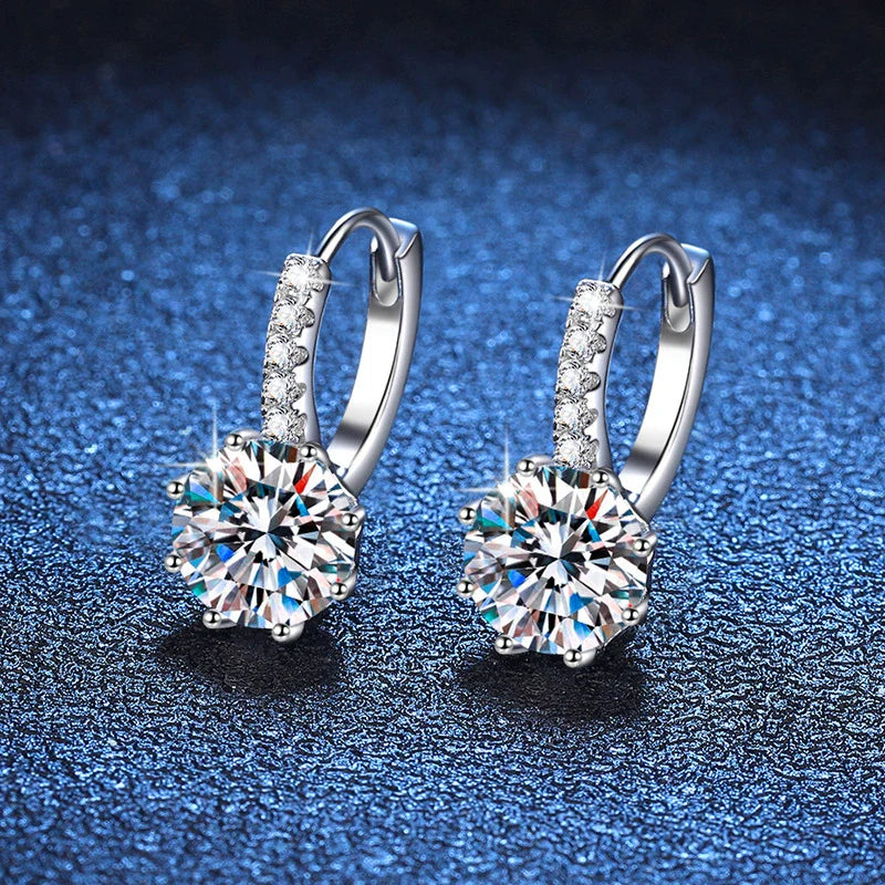 Wholesale Women'S Simple Elegant S925 Sterling Silver Moissanite Earrings with Geometric Design and Electroplating