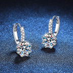 Wholesale Women'S Simple Elegant S925 Sterling Silver Moissanite Earrings with Geometric Design and Electroplating
