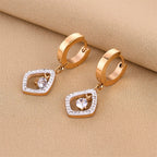 Golden Geometric Crystal Drop Earrings