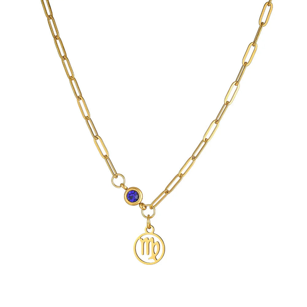 Wholesale Women'S Stainless Steel and Titanium Constellation Fashion Cross Chain Necklace with Electroplating Treatment