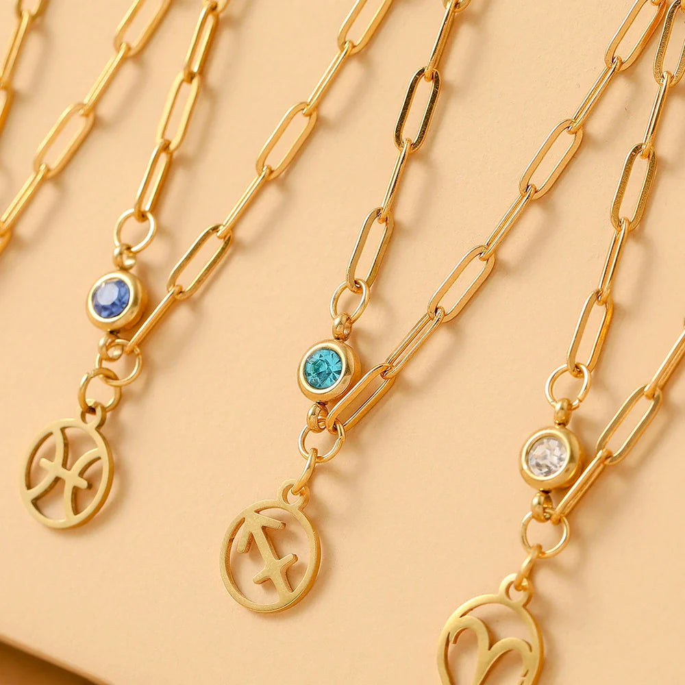 Wholesale Women'S Stainless Steel and Titanium Constellation Fashion Cross Chain Necklace with Electroplating Treatment