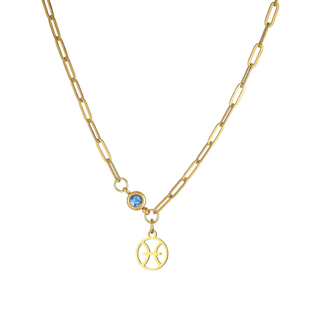 Wholesale Women'S Stainless Steel and Titanium Constellation Fashion Cross Chain Necklace with Electroplating Treatment