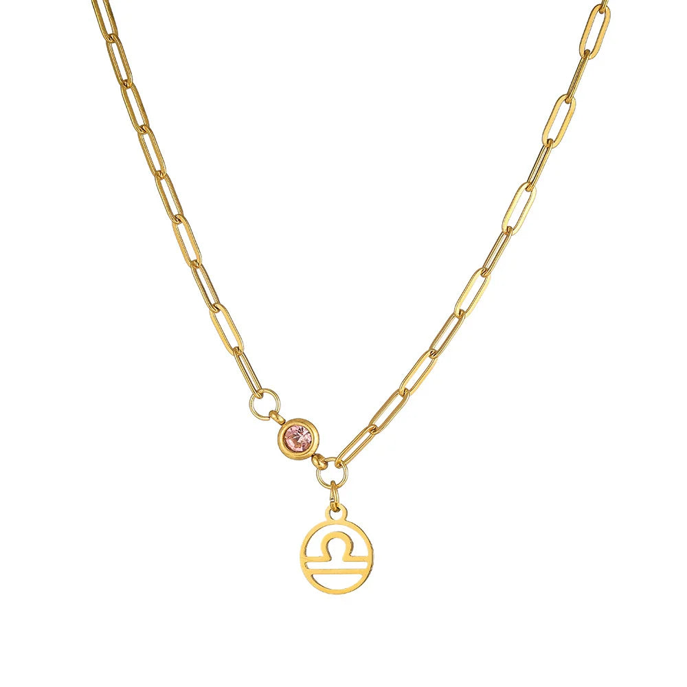 Wholesale Women'S Stainless Steel and Titanium Constellation Fashion Cross Chain Necklace with Electroplating Treatment