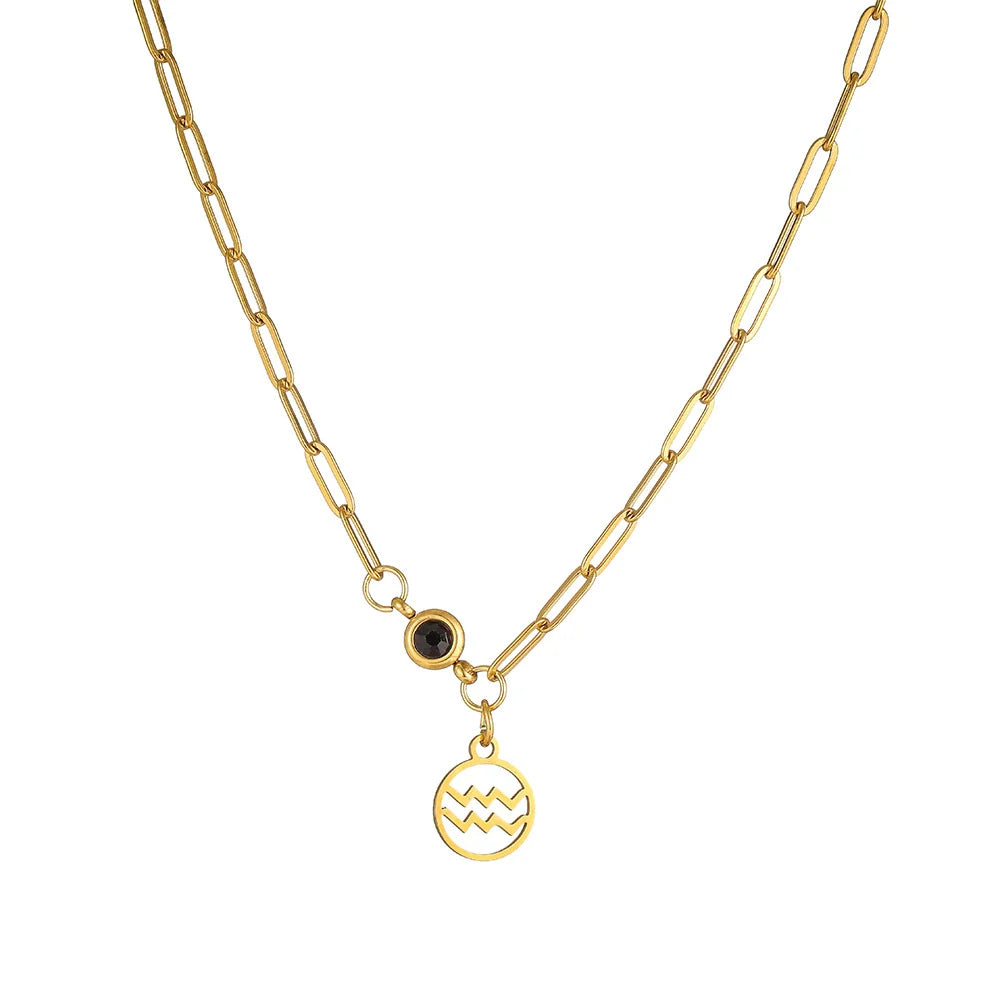 Wholesale Women'S Stainless Steel and Titanium Constellation Fashion Cross Chain Necklace with Electroplating Treatment