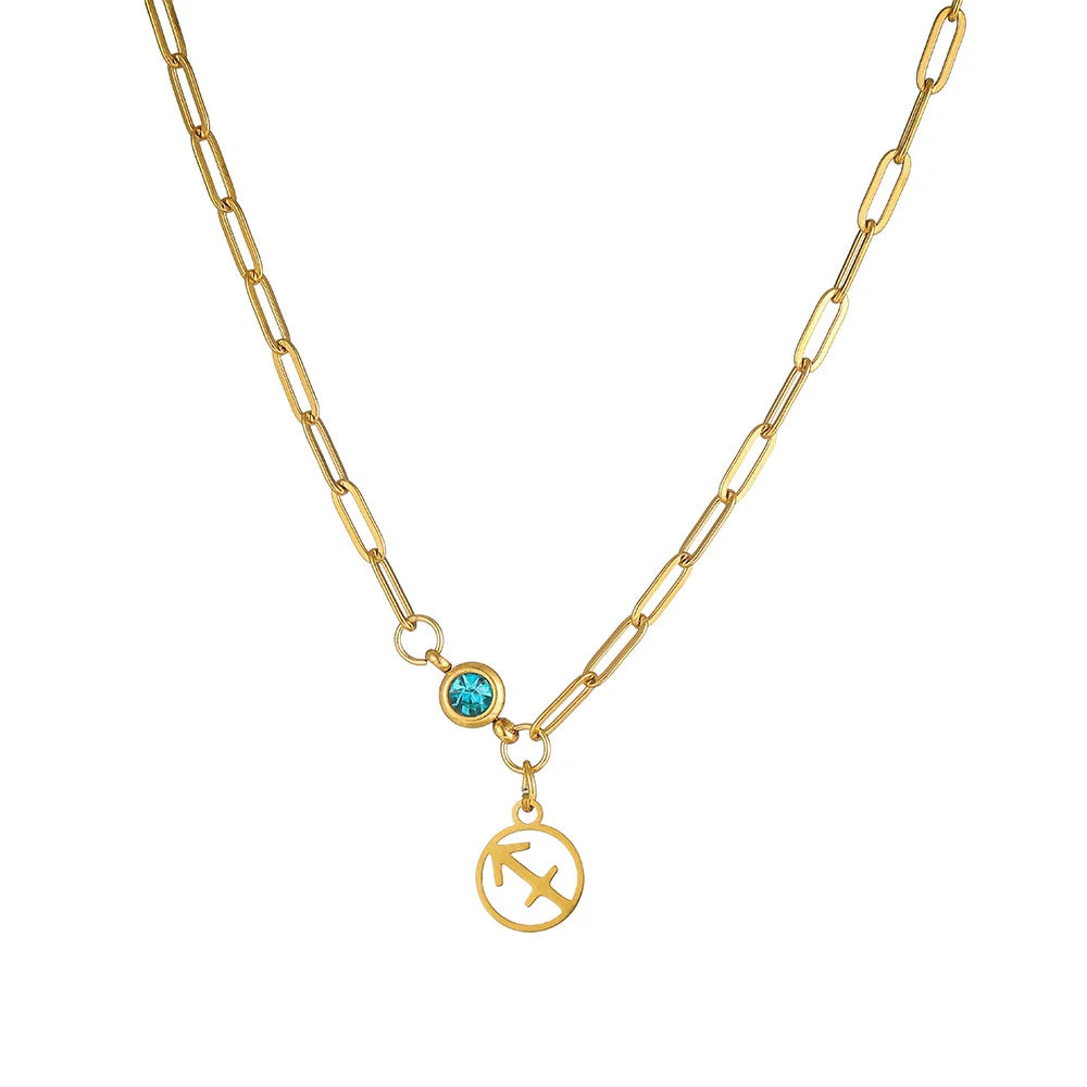 Wholesale Women'S Stainless Steel and Titanium Constellation Fashion Cross Chain Necklace with Electroplating Treatment