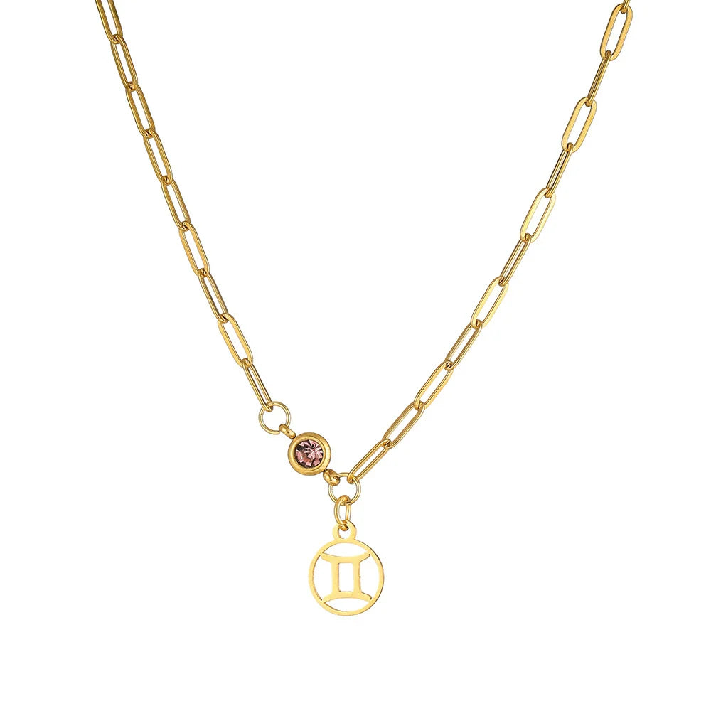 Wholesale Women'S Stainless Steel and Titanium Constellation Fashion Cross Chain Necklace with Electroplating Treatment