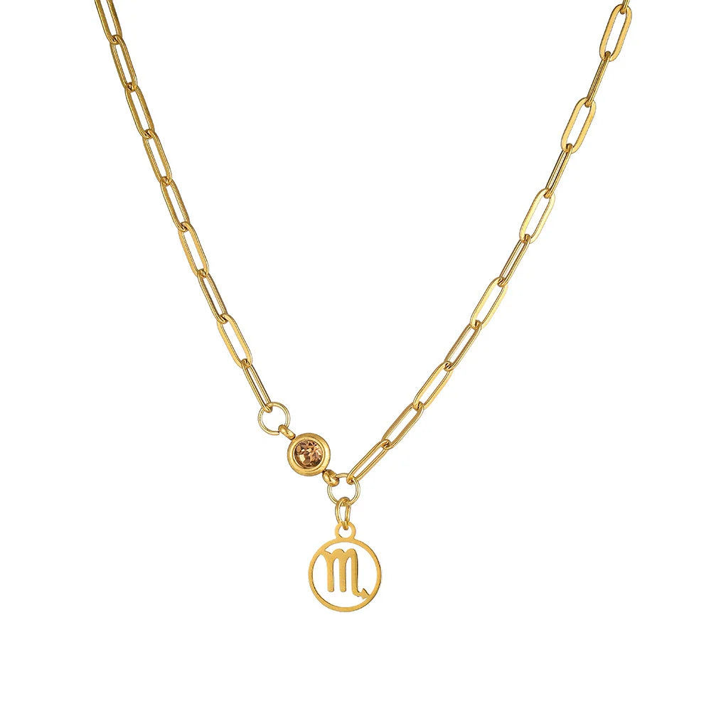 Wholesale Women'S Stainless Steel and Titanium Constellation Fashion Cross Chain Necklace with Electroplating Treatment