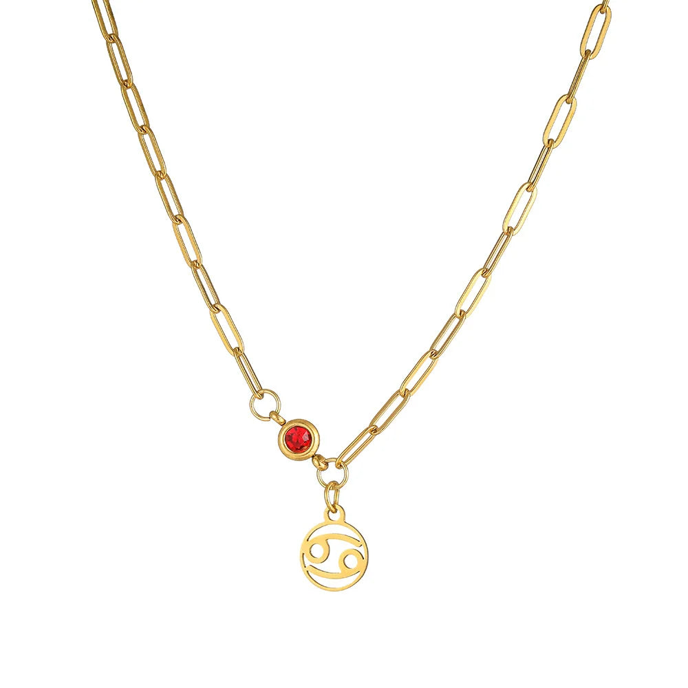 Wholesale Women'S Stainless Steel and Titanium Constellation Fashion Cross Chain Necklace with Electroplating Treatment