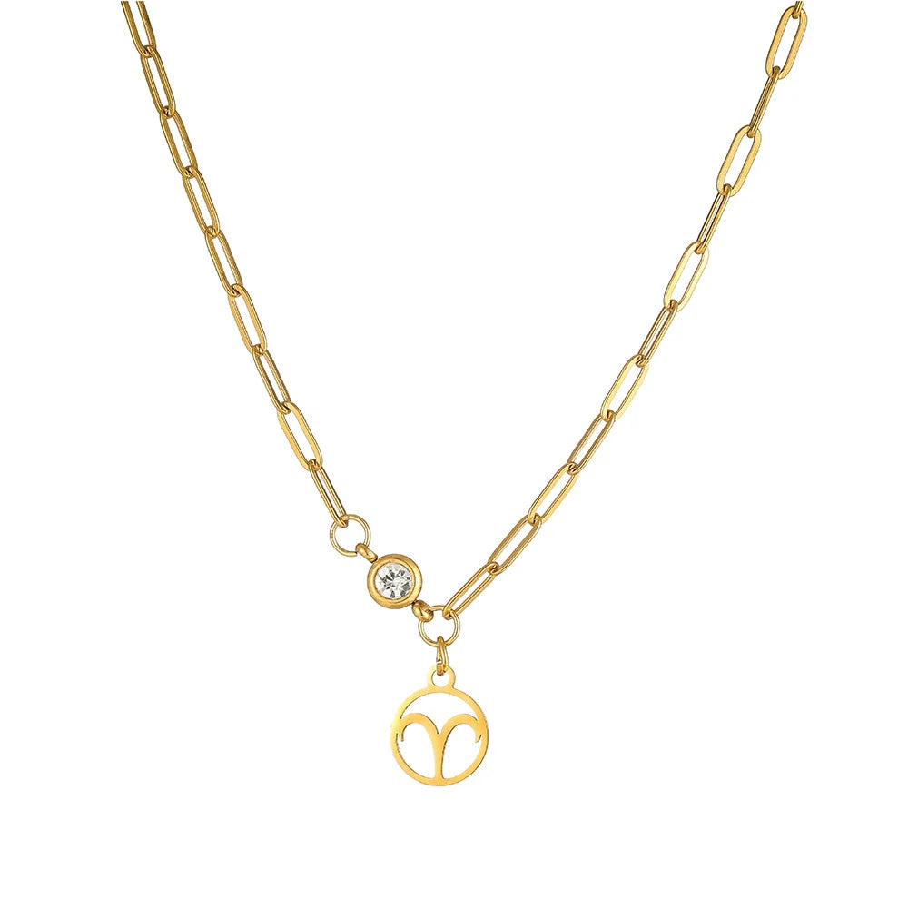 Wholesale Women'S Stainless Steel and Titanium Constellation Fashion Cross Chain Necklace with Electroplating Treatment