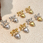 Wholesale Women'S Stainless Steel Electroplated Heart and Butterfly Shaped Love Earrings