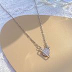 Wholesale Women'S Titanium Steel Star Pattern Pendant Necklace with Microinlaid Diamond and Mixed Gem Inlay