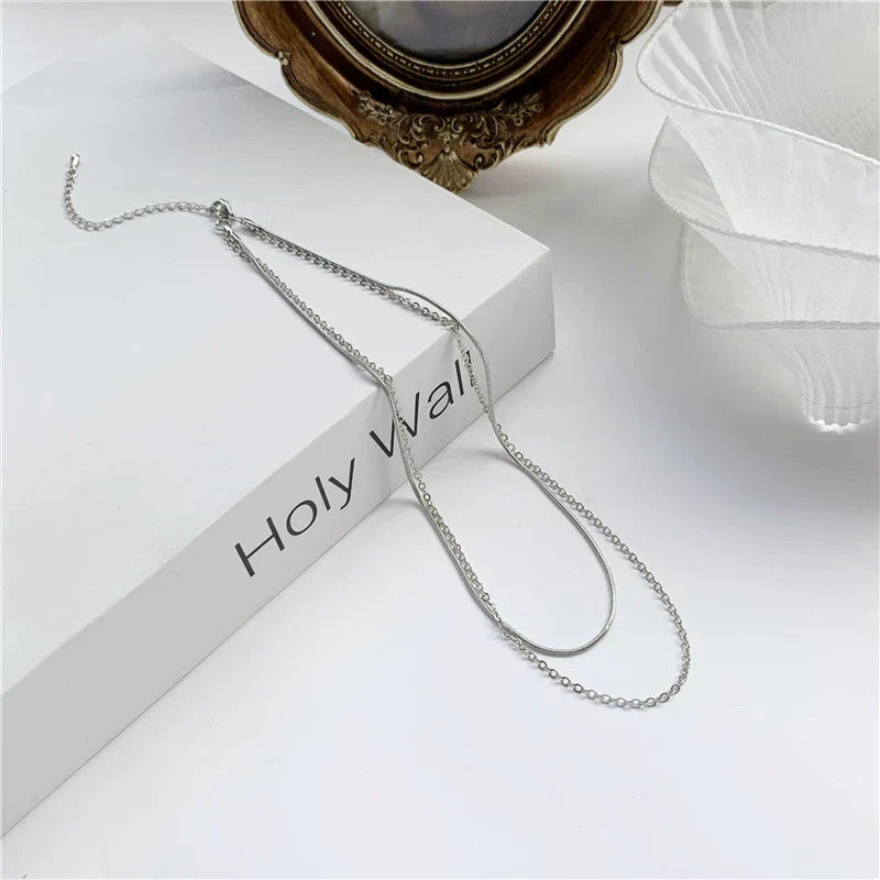 Women'S Doublelayer Alloy Necklace with Electroplating and Geometric Pattern