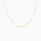 Women'S Sweet Style Blue Flower Brass Necklace with Zircon Treatment and Regular Chain