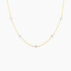Women'S Sweet Style Blue Flower Brass Necklace with Zircon Treatment and Regular Chain